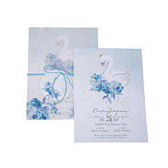 Προσκλητήρια Βάπτισης MyMastoras - Swan & blue flowers