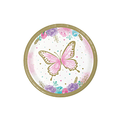 Πιάτα γλυκού χάρτινα Butterfly Shimmer 18εκ 8τεμ
