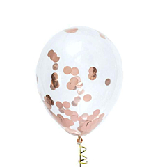 Μπαλόνια Διάφανα Λάτεξ Με Ροζ Χρυσό Κομφετί 12 τεμ