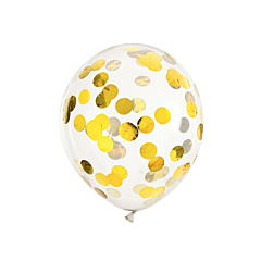 Μπαλόνια Διάφανα Λάτεξ Με Χρυσό Κομφετί 12 τεμ