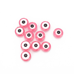 Χάντρες μάτι πλακέ ροζ 10mm 50τεμ