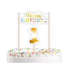 Διακόσμηση τούρτας 1st Birthday Rainbow 14x22εκ