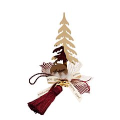 Χριστουγεννιάτικο γούρι χρυσό δέντρο πλέξιγκλας με μπορνό φουντίτσα