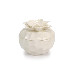 Φοντανιέρα κεραμική με καπάκι λουλούδι λευκή 8x6εκ