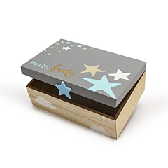 Ξύλινο κουτί με σιέλ αστέρια 22x15x8εκ