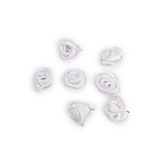 Λουλουδάκι σατέν λευκό 13mm 50τμχ