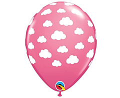 Μπαλόνι λάτεξ ροζ με συννεφάκια 5τεμ 28εκ