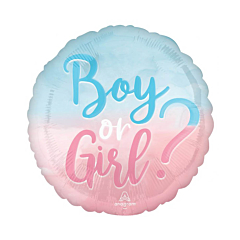 Μπαλόνι foil  Boy or Girl σιελ-ροζ 46εκ.