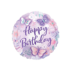 Μπαλόνι φόιλ πεταλούδες Happy Birthday 43εκ