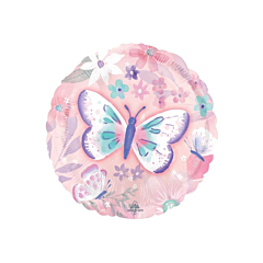 Μπαλόνι φόιλ ροζ με πεταλούδες 43εκ