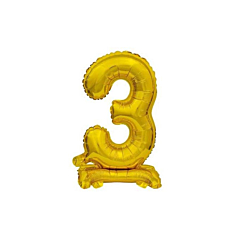 Μπαλόνι Νούμερο '3' Χρυσό με βάση 74cm