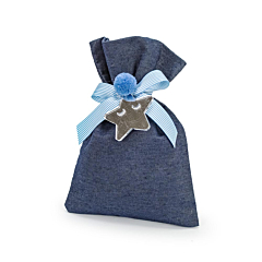Μπομπονιέρα βάπτισης μπλε πουγκί με αστέρι