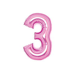 Μπαλόνι φοιλ νούμερο 3 ροζ 66εκ
