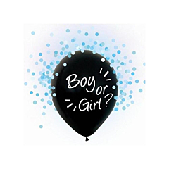 Μπαλόνι μαύρο Boy or Girl γαλάζια κομφετί