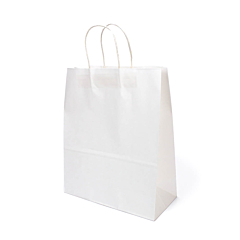 Χάρτινη τσάντα στριφτό χεράκι λευκή μεγάλη 26x32εκ