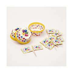 Σετάκια cupcakes πολύχρωμα μπαλόνια 48τεμ