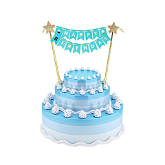 Τόπερ τούρτας Happy Birthday γαλάζιο