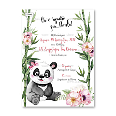 Προσκλητήριο βάπτισης για κορίτσι Baby Girl Panda Tsantakides